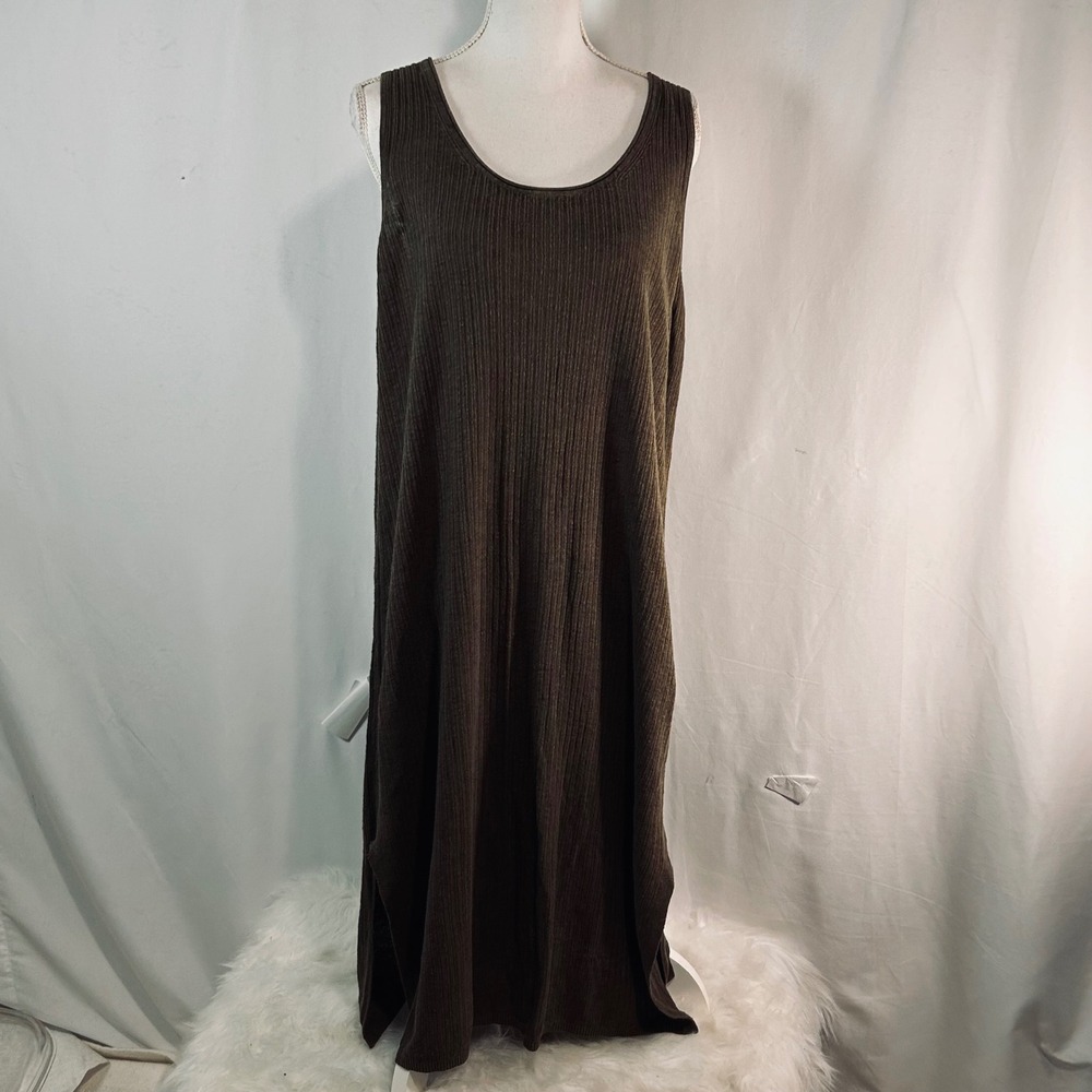 Banana Republic Ribbed Knit Maxi Tank Dress Olive Brown Sleeveless Tall L NWOT